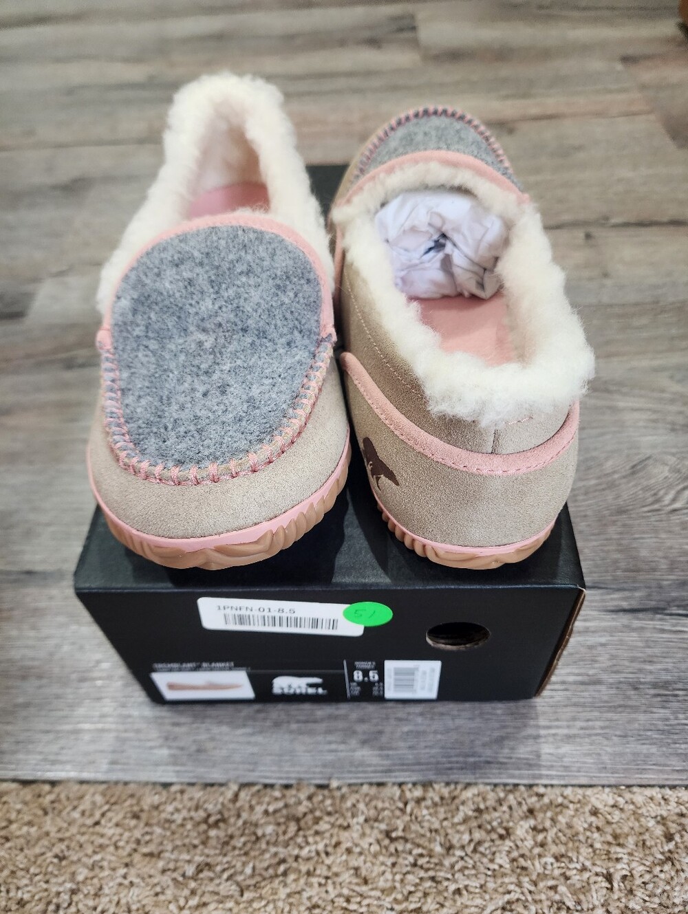 New In Box Women Sorel Slippers 8.5 Tremblant Blanket Sandy Tan - Picture 3 of 3
